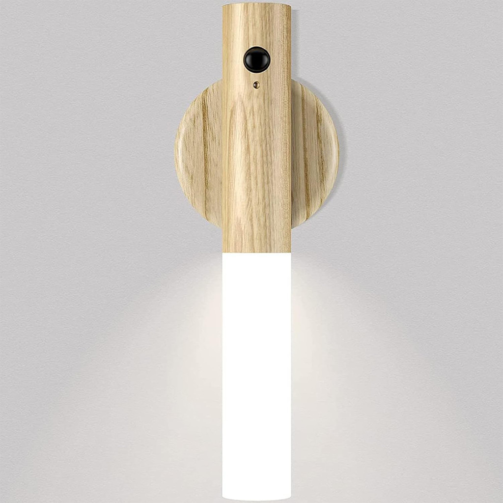 Luz de Parede Sensor com Base Magnética e USB – Madeira Acrílico Fosco