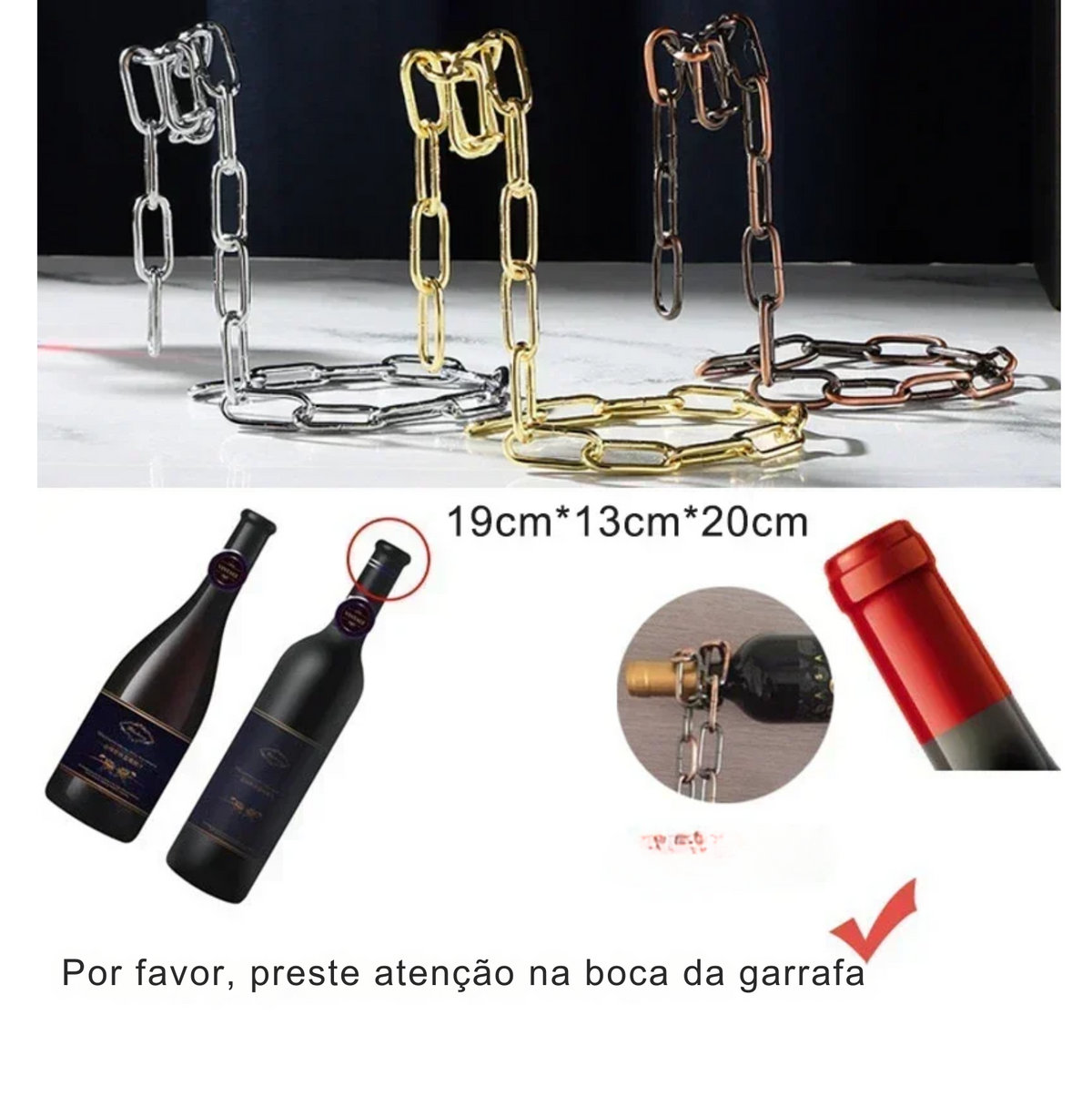 Porta Vinho Corrente - Premium - Presente Criativo
