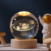 Bola de Cristal 3D do Sistema Solar Saturno Lua Galáxia LED