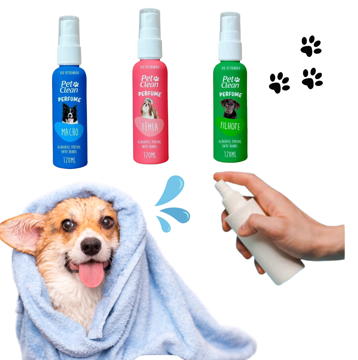 Perfume Pet Clean para Cães e Gatos Machos – Frescor e Bem-estar